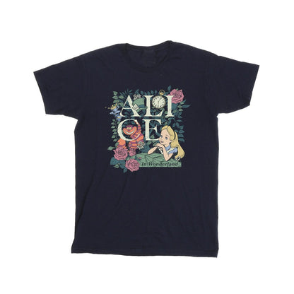 Navy Blue - Front - Disney Mens Alice In Wonderland Leafy Garden T-Shirt