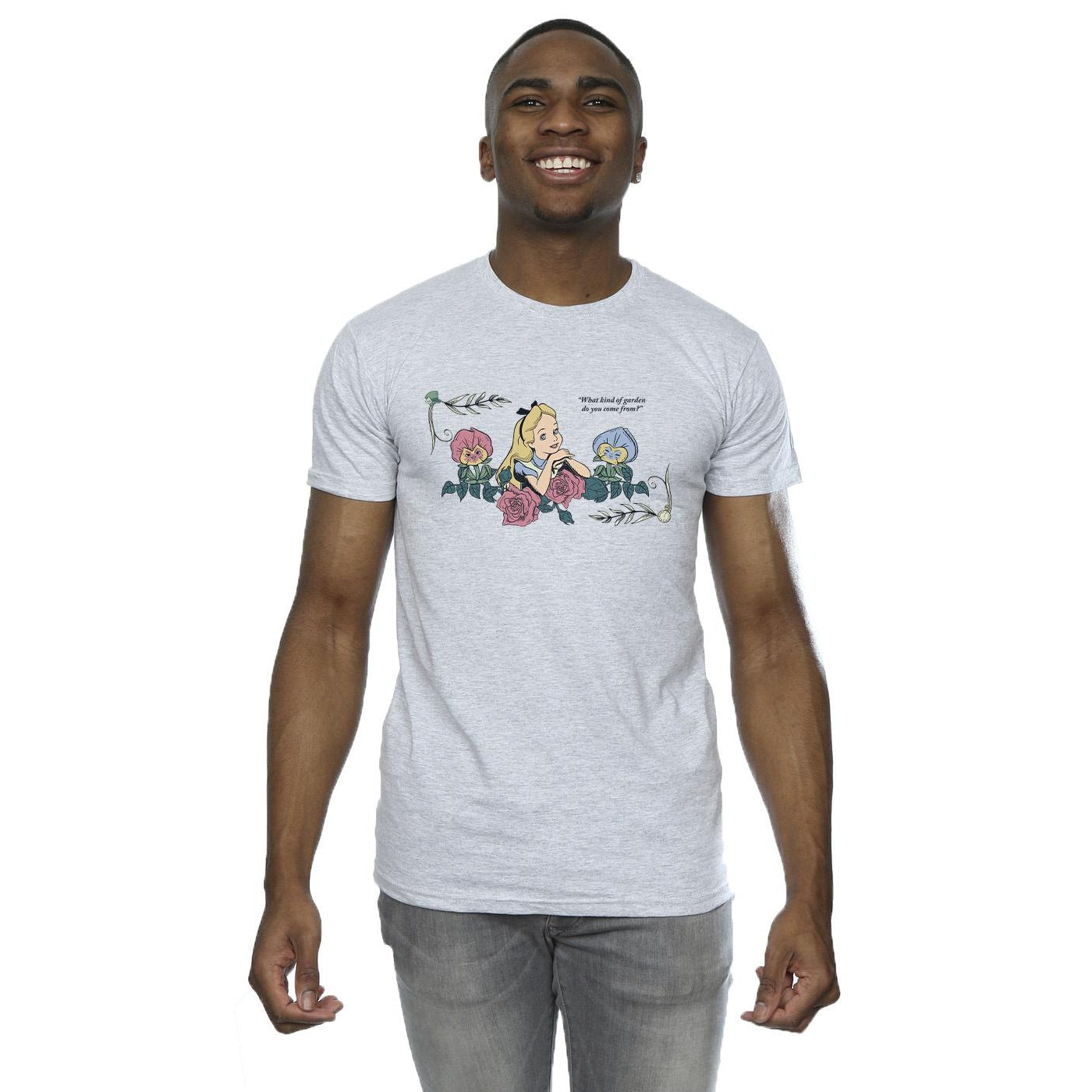 Sports Grey - Back - Disney Mens Alice In Wonderland What Kind Of Garden T-Shirt