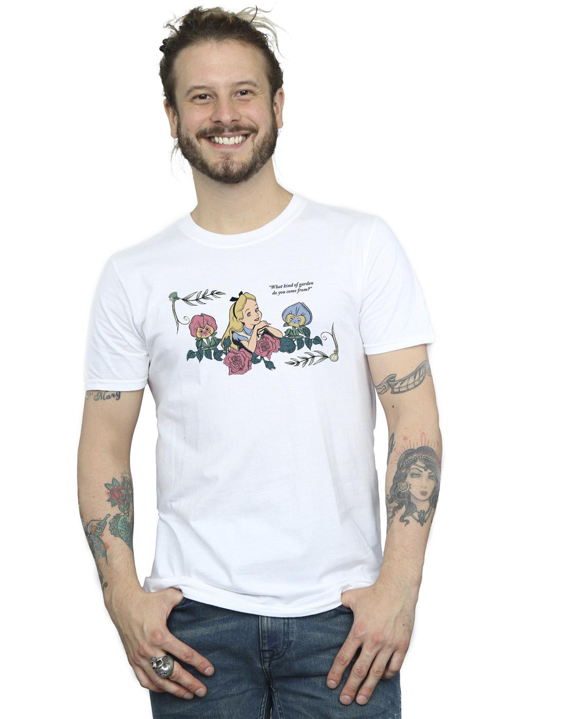 White - Back - Disney Mens Alice In Wonderland What Kind Of Garden T-Shirt