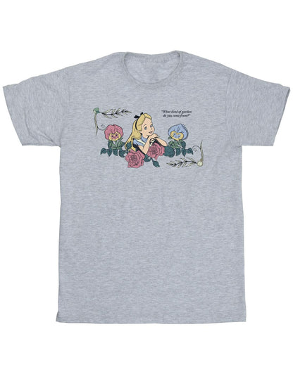 Sports Grey - Front - Disney Mens Alice In Wonderland What Kind Of Garden T-Shirt
