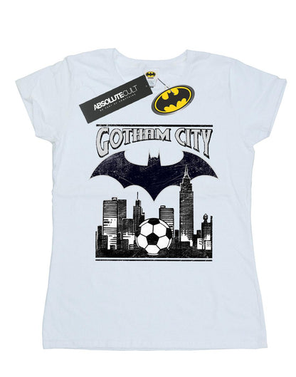 White - Front - DC Comics Womens-Ladies Batman Football Gotham City Cotton T-Shirt