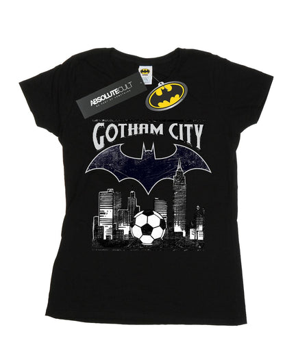 Black - Front - DC Comics Womens-Ladies Batman Football Gotham City Cotton T-Shirt
