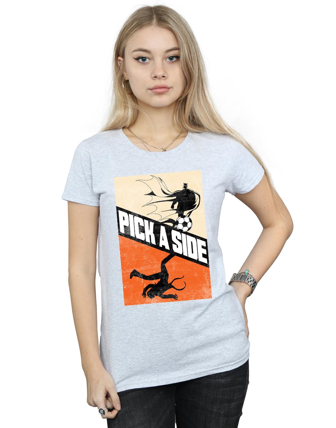 Sports Grey - Back - DC Comics Womens-Ladies Batman Football Pick A Side Cotton T-Shirt