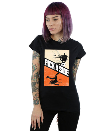 Black - Back - DC Comics Womens-Ladies Batman Football Pick A Side Cotton T-Shirt