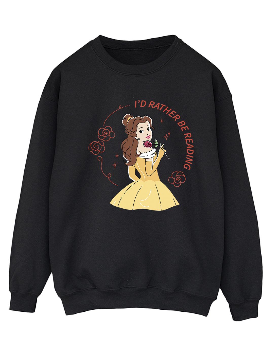 Black - Front - Disney Womens-Ladies Beauty And The Beast I´d Rather Be Reading Sweatshirt