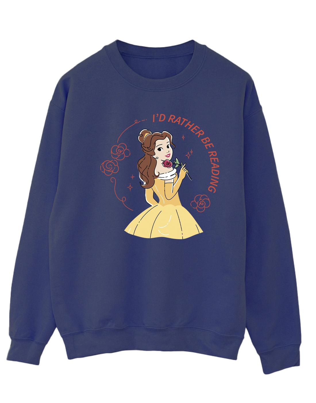 Navy Blue - Front - Disney Womens-Ladies Beauty And The Beast I´d Rather Be Reading Sweatshirt