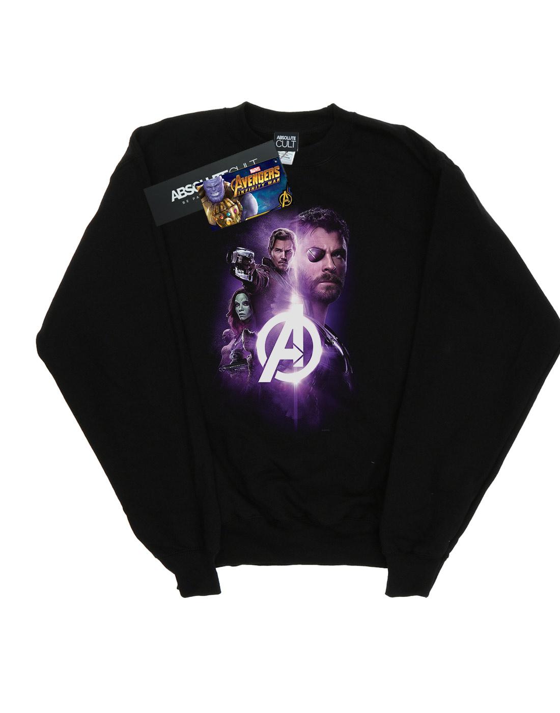 Black - Front - Marvel Mens Avengers Infinity War Thor Guardians Team Up Cotton Sweatshirt