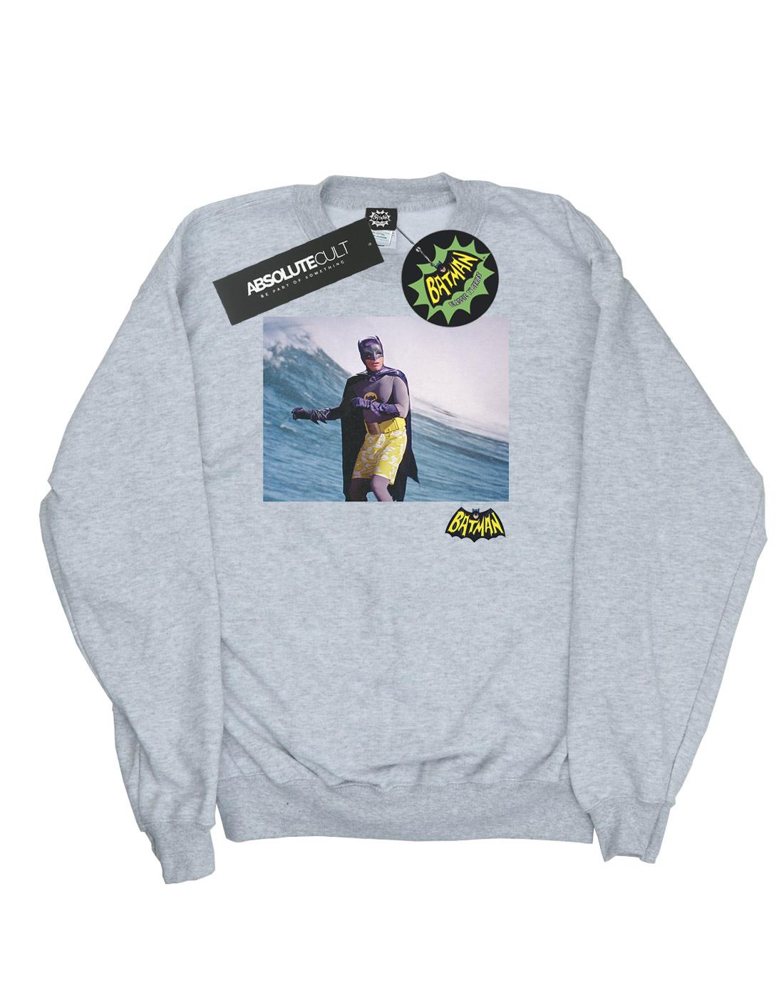 Sports Grey - Front - DC Comics Girls Batman TV Series Surfing Logo Sweatshirt