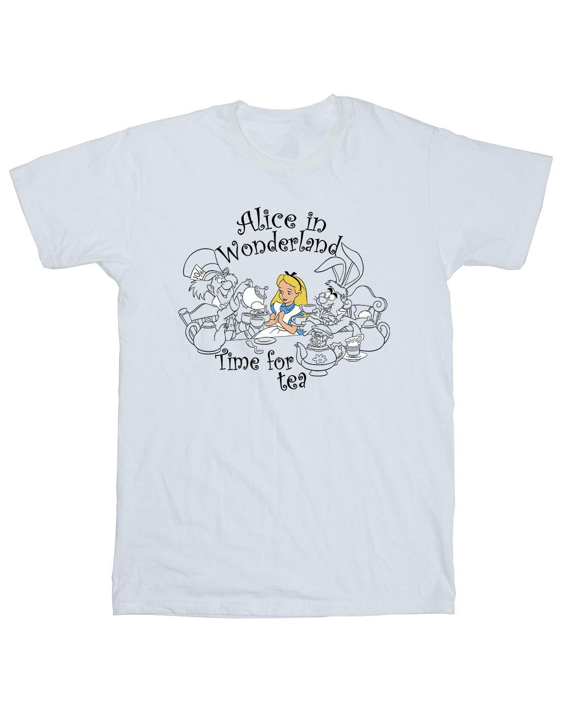 White - Front - Disney Mens Alice In Wonderland Time For Tea T-Shirt