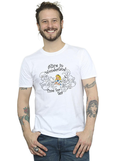 White - Back - Disney Mens Alice In Wonderland Time For Tea T-Shirt