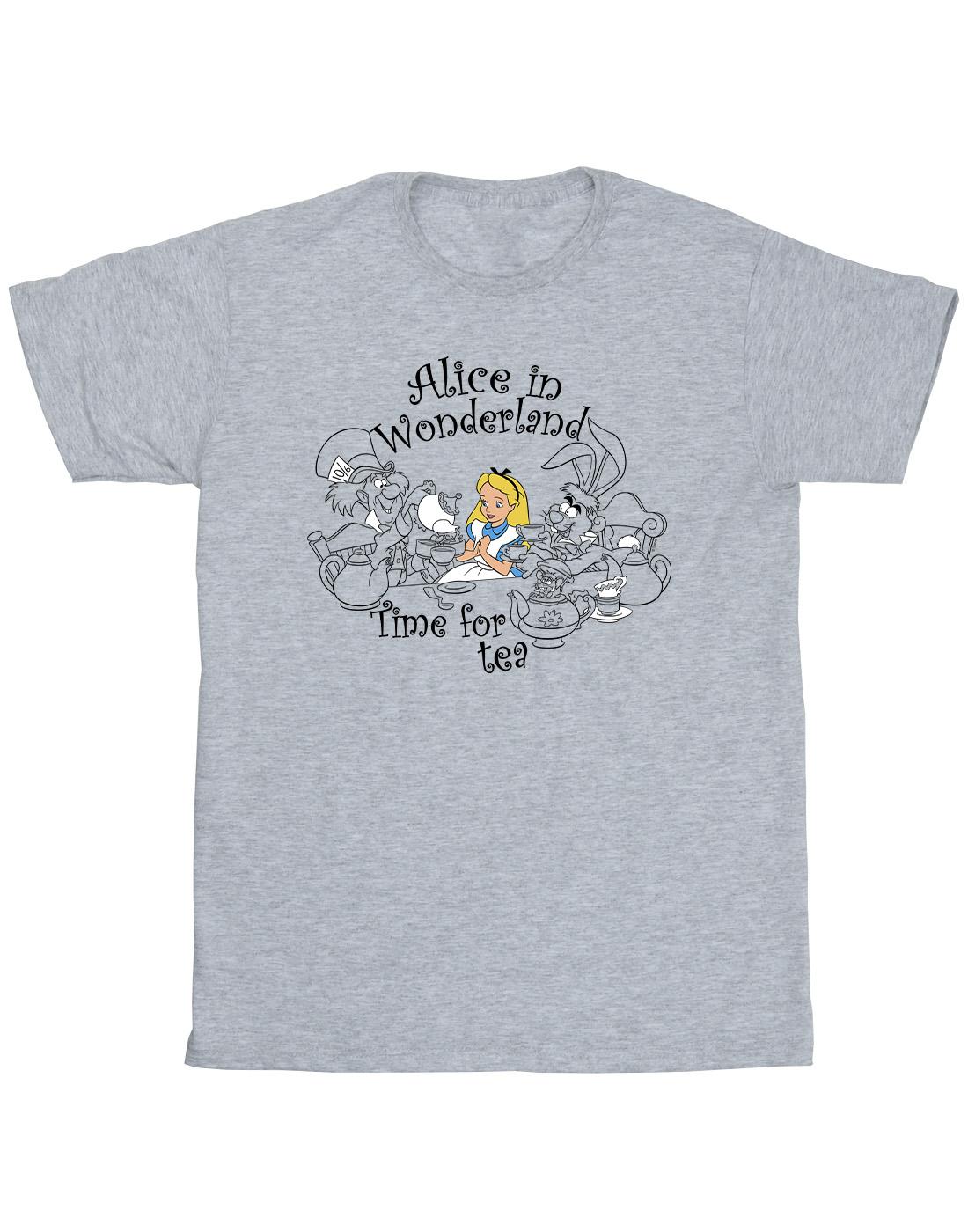 Sports Grey - Front - Disney Mens Alice In Wonderland Time For Tea T-Shirt