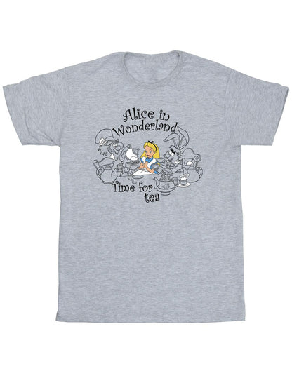 Sports Grey - Front - Disney Mens Alice In Wonderland Time For Tea T-Shirt