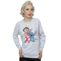 Heather Grey - Back - Lilo & Stitch Womens-Ladies Classic Heather Sweatshirt