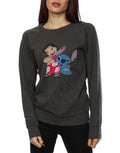 Light Graphite - Side - Lilo & Stitch Womens-Ladies Classic Heather Sweatshirt