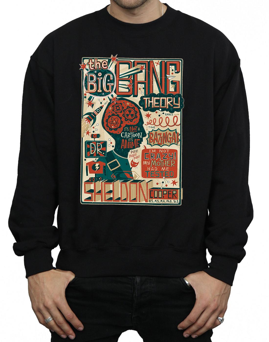 Black - Side - Big Bang Theory Mens Infographic Poster Cotton Sweatshirt