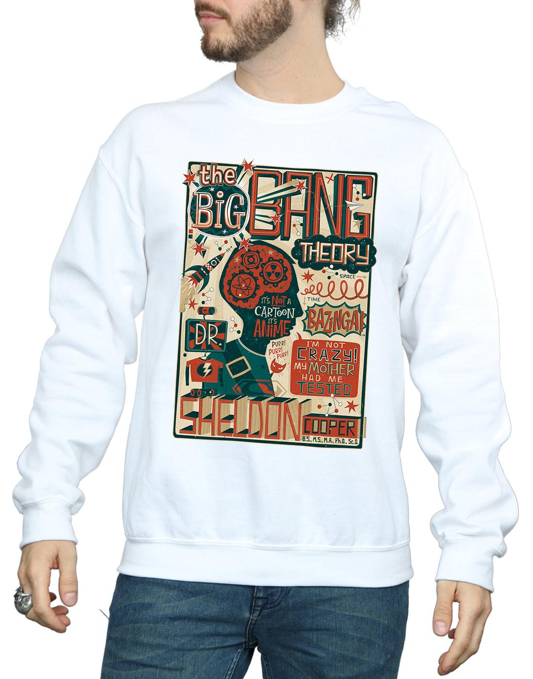 White - Side - Big Bang Theory Mens Infographic Poster Cotton Sweatshirt