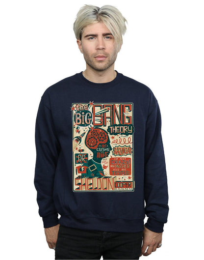 Navy Blue - Back - Big Bang Theory Mens Infographic Poster Cotton Sweatshirt
