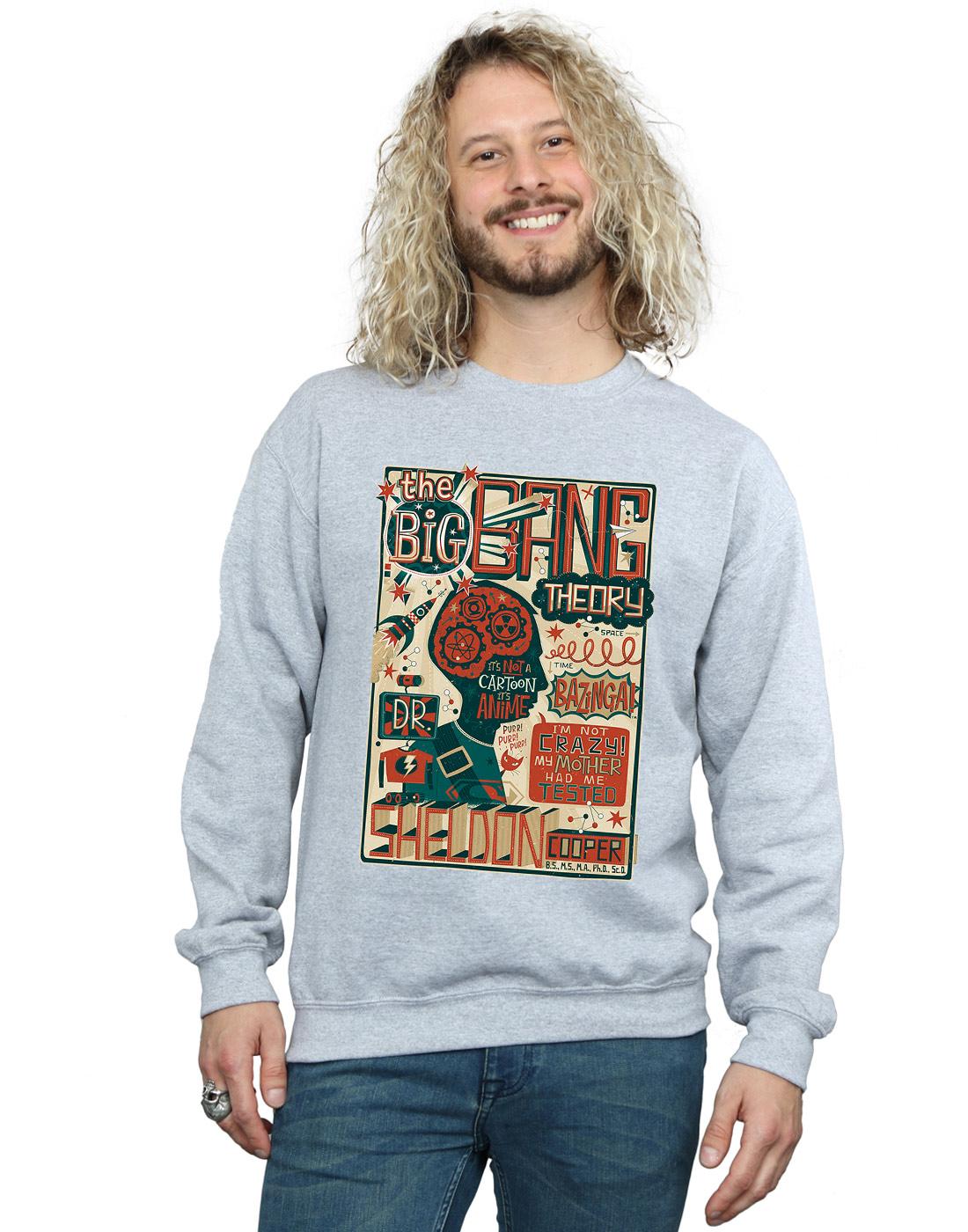 Sports Grey - Back - Big Bang Theory Mens Infographic Poster Cotton Sweatshirt
