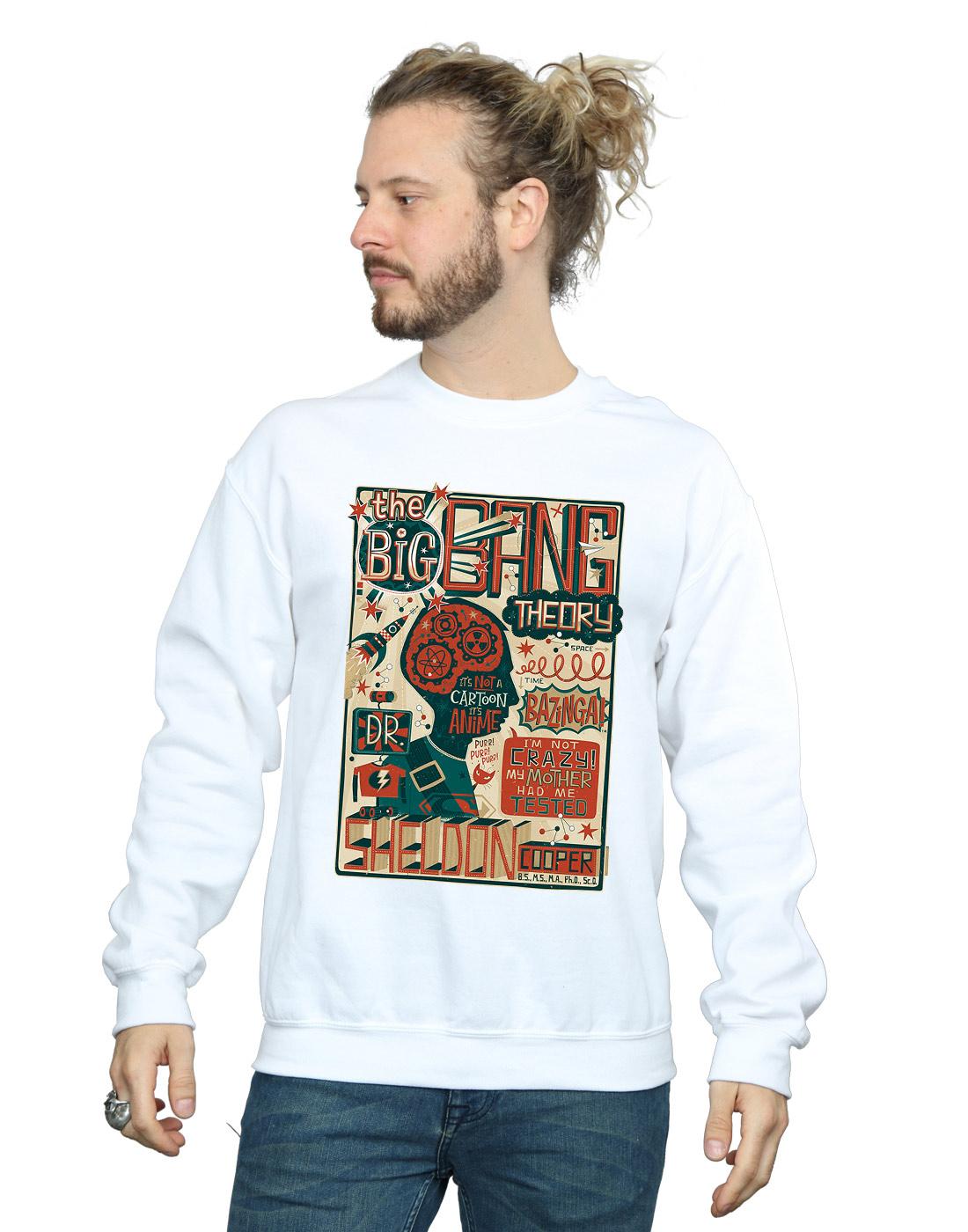 White - Back - Big Bang Theory Mens Infographic Poster Cotton Sweatshirt