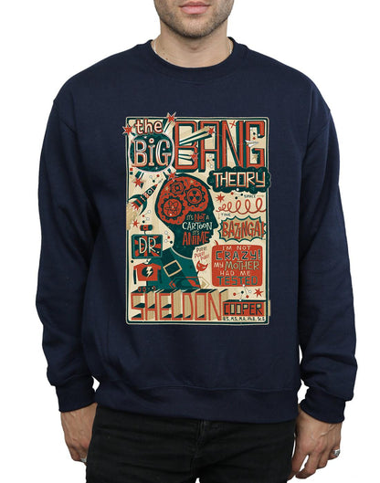 Navy Blue - Side - Big Bang Theory Mens Infographic Poster Cotton Sweatshirt