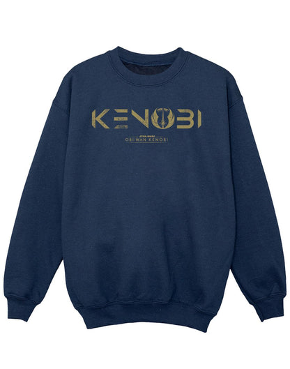 Navy Blue - Front - Star Wars Girls Obi-Wan Kenobi Logo Sweatshirt
