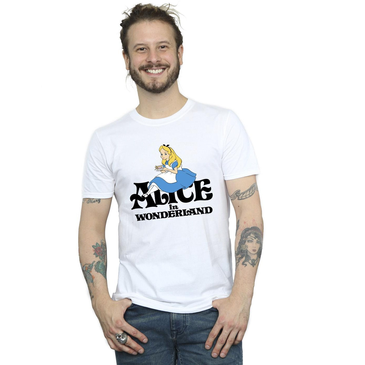 White - Back - Disney Mens Alice In Wonderland Tea Drinker Classic T-Shirt