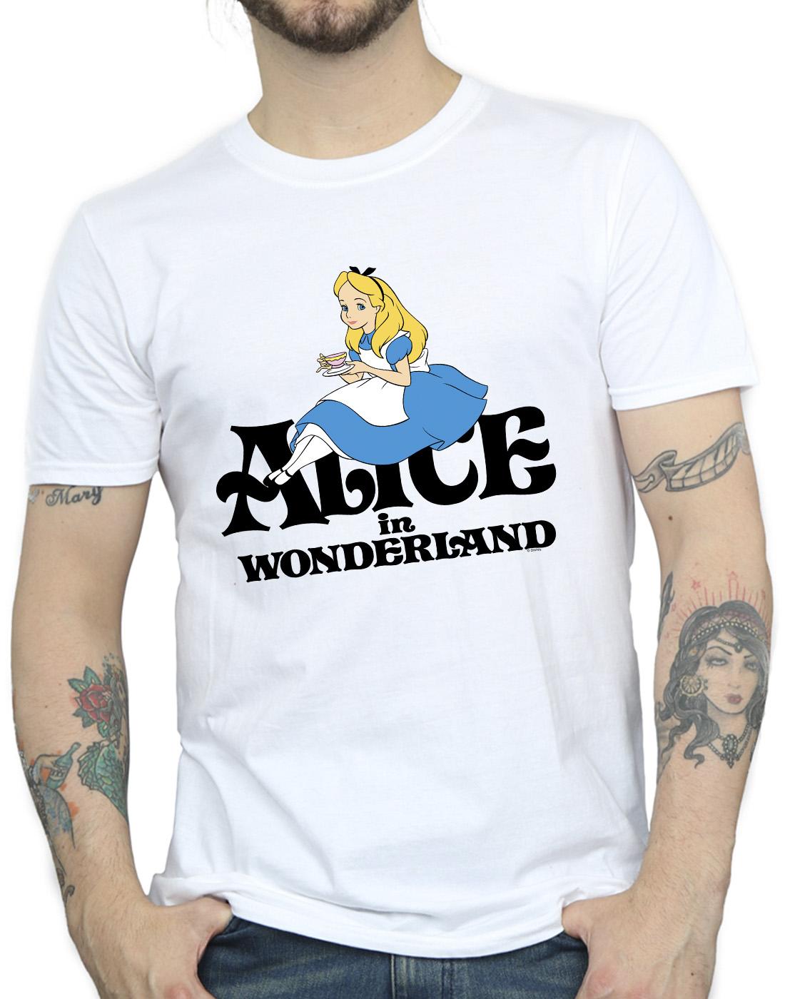 White - Side - Disney Mens Alice In Wonderland Tea Drinker Classic T-Shirt