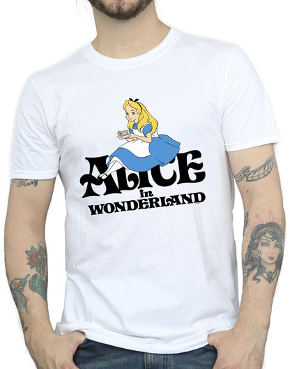 White - Side - Disney Mens Alice In Wonderland Tea Drinker Classic T-Shirt