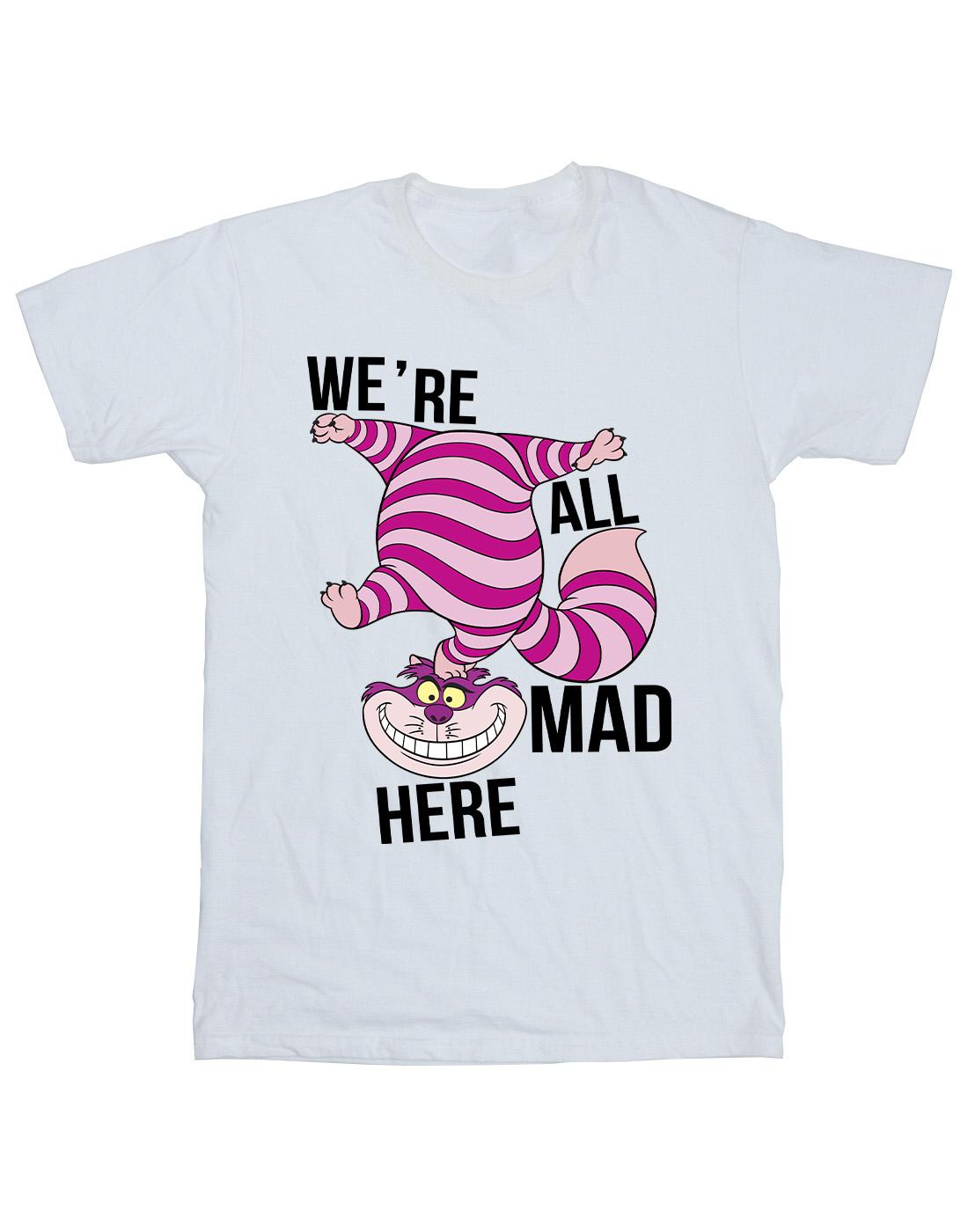 White - Front - Disney Mens Alice In Wonderland All Mad Here T-Shirt