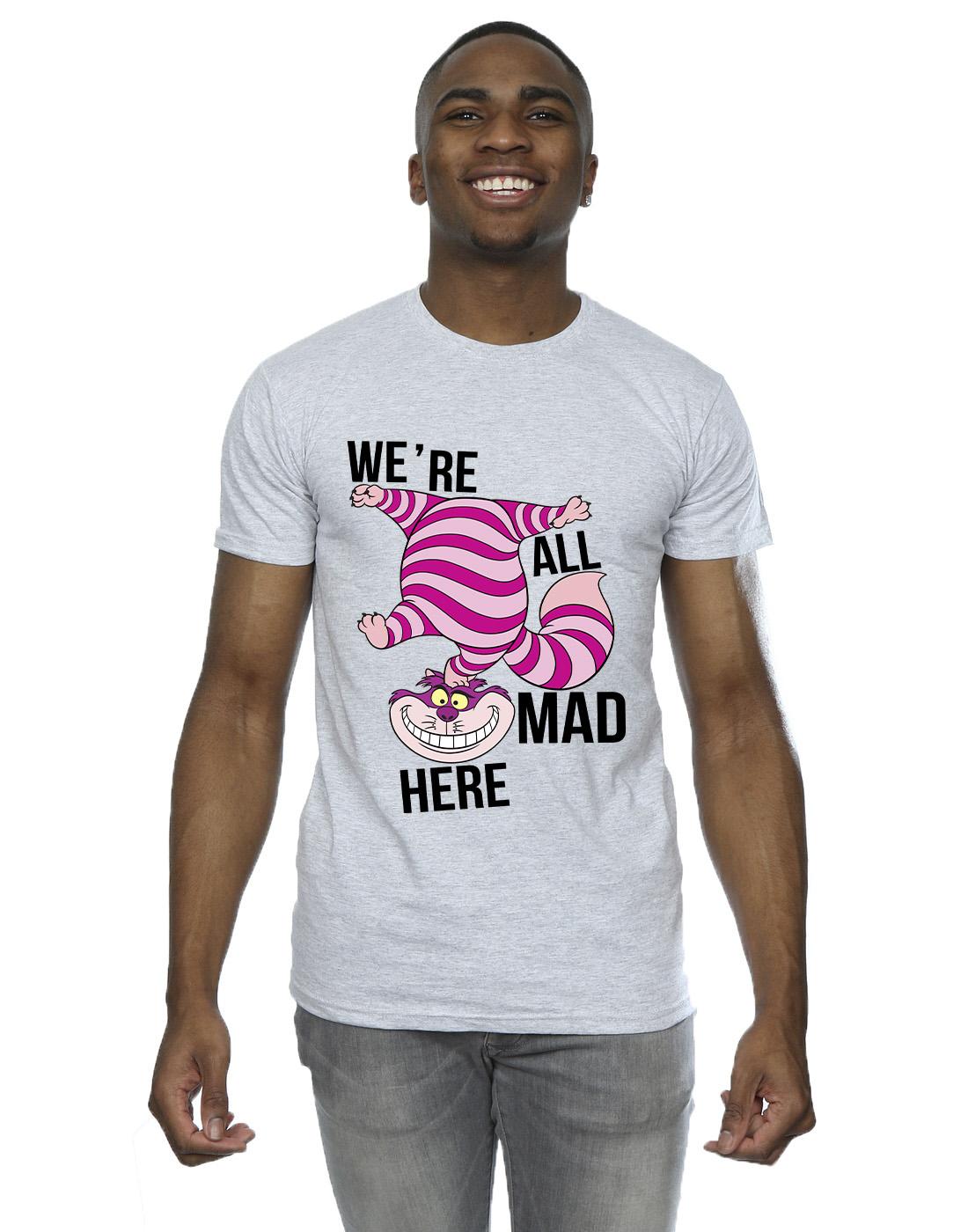 Sports Grey - Back - Disney Mens Alice In Wonderland All Mad Here T-Shirt
