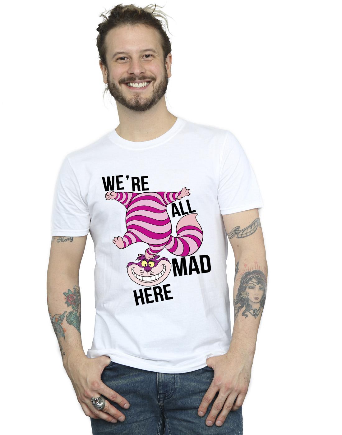 White - Back - Disney Mens Alice In Wonderland All Mad Here T-Shirt