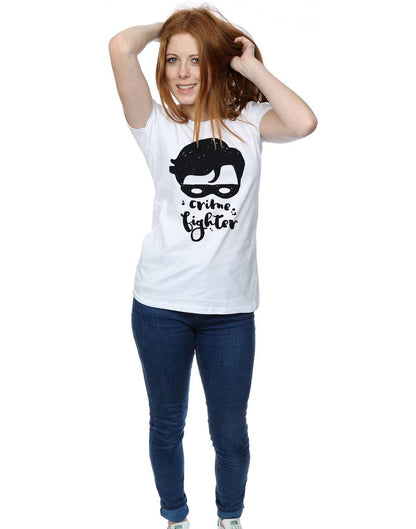 White - Lifestyle - DC Comics Womens-Ladies Batman Crime Fighter Sketch Cotton T-Shirt