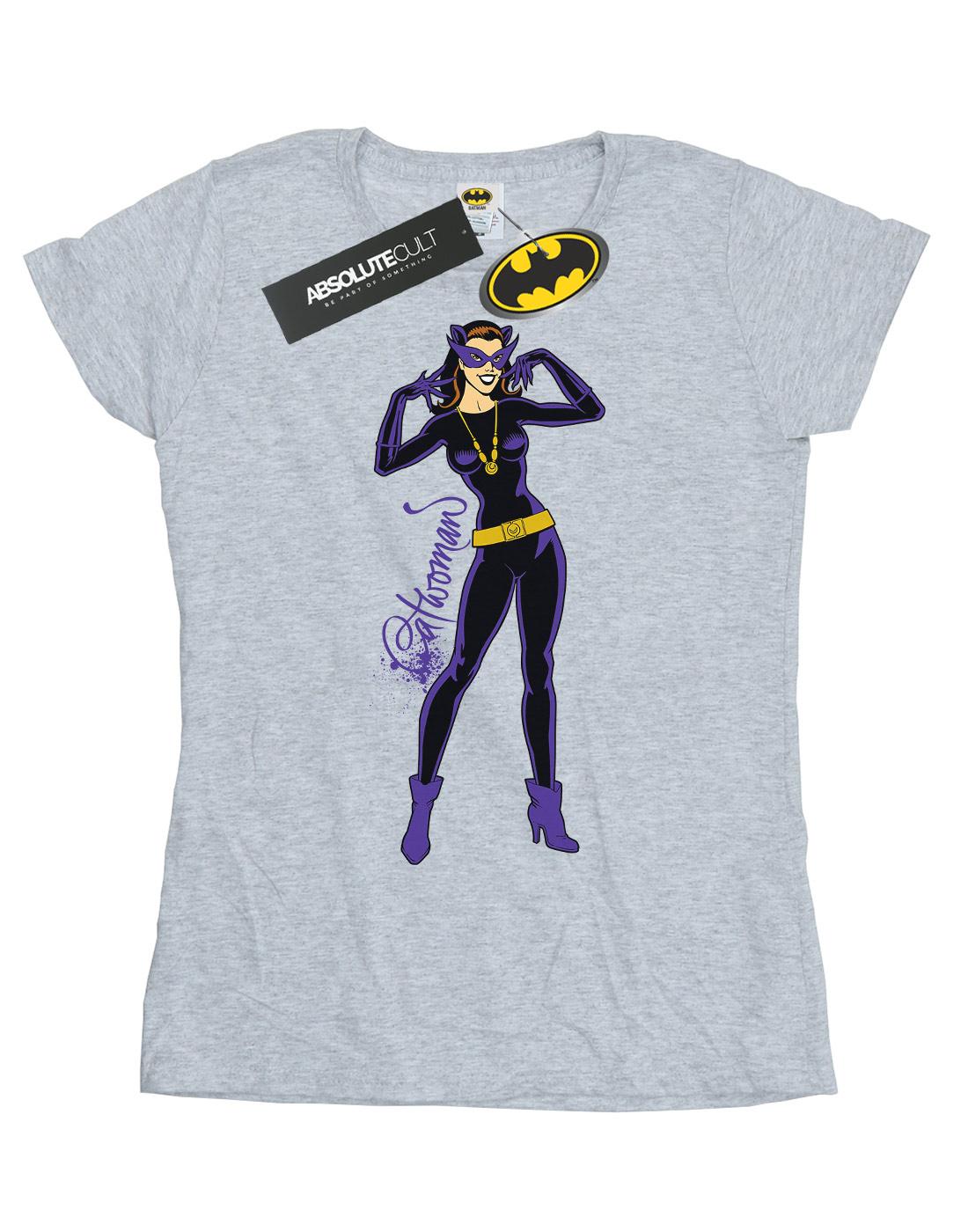 Sports Grey - Front - DC Comics Womens-Ladies Catwoman Happy Pose Cotton T-Shirt