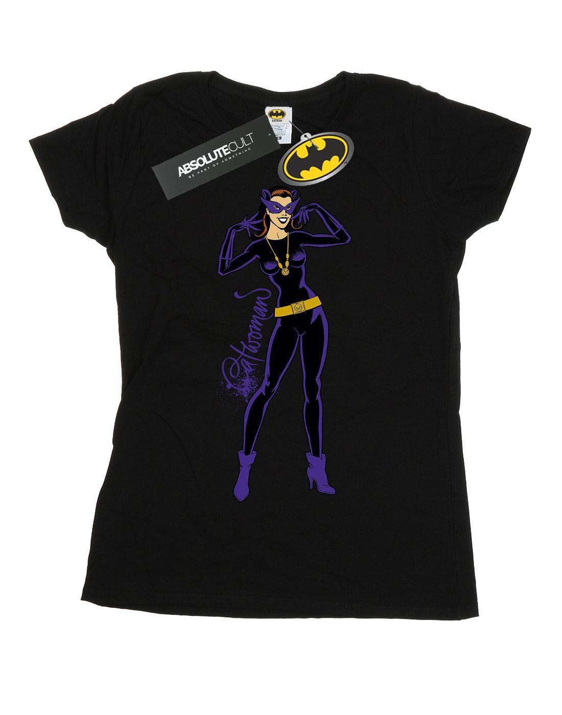 Black - Front - DC Comics Womens-Ladies Catwoman Happy Pose Cotton T-Shirt
