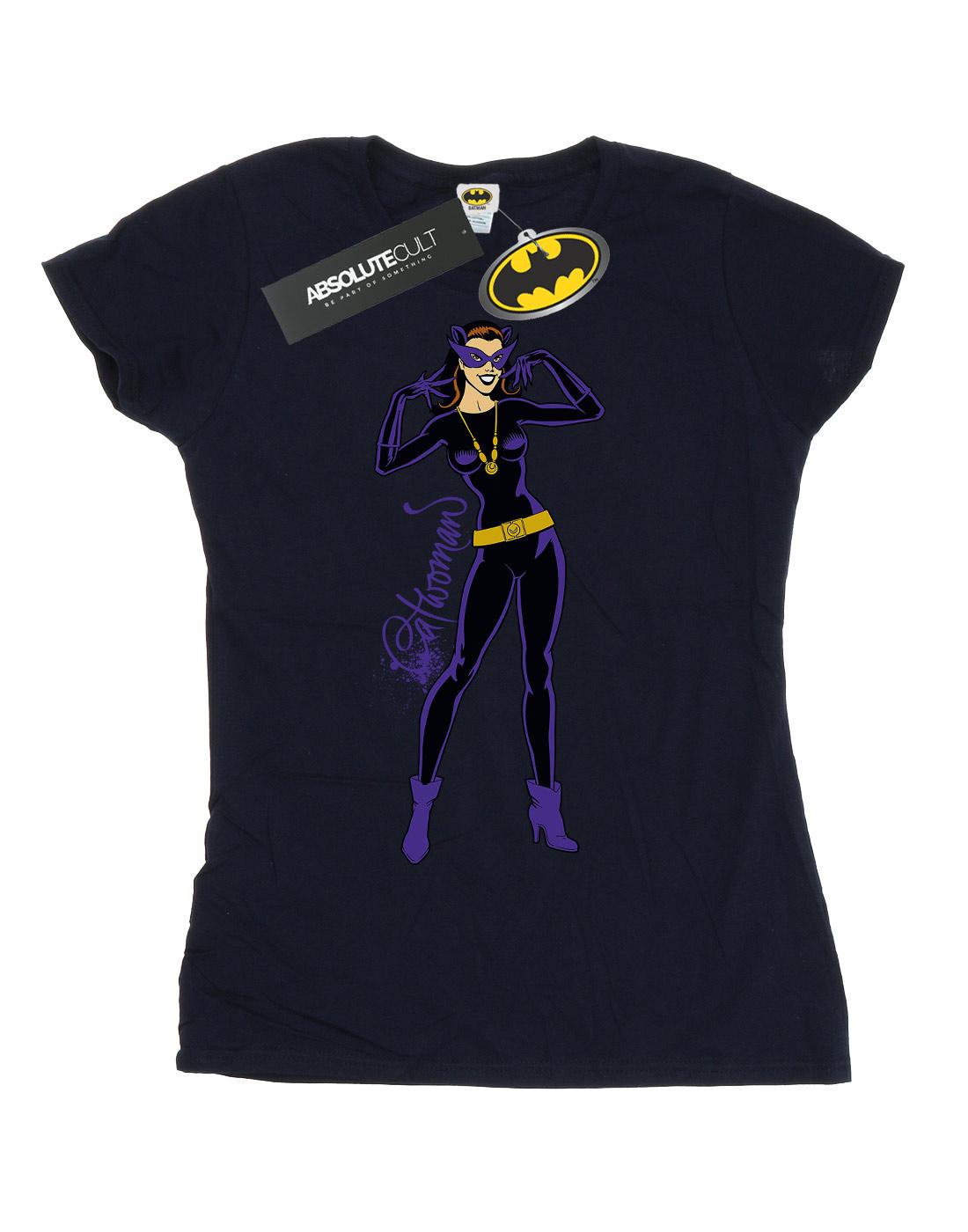 Navy Blue - Front - DC Comics Womens-Ladies Catwoman Happy Pose Cotton T-Shirt
