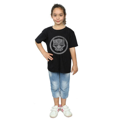 Black - Lifestyle - Marvel Girls Black Panther Distressed Icon Cotton T-Shirt