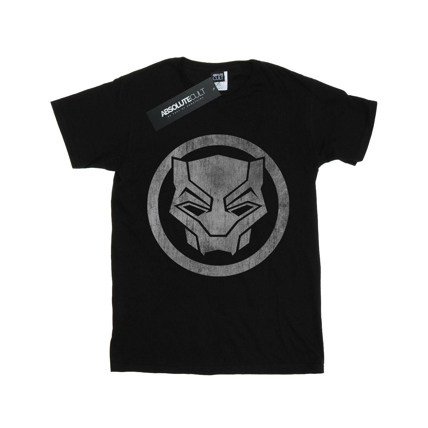 Black - Front - Marvel Girls Black Panther Distressed Icon Cotton T-Shirt