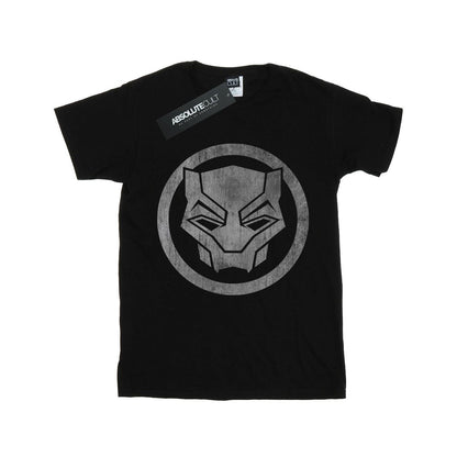 Black - Front - Marvel Girls Black Panther Distressed Icon Cotton T-Shirt