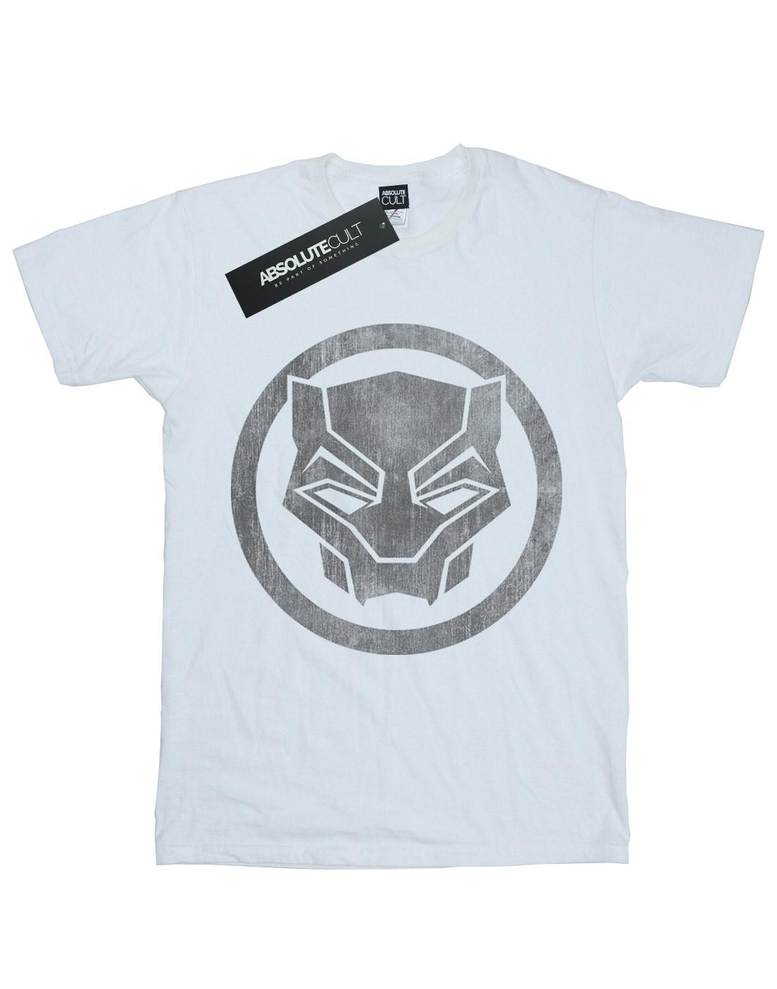 White - Front - Marvel Girls Black Panther Distressed Icon Cotton T-Shirt