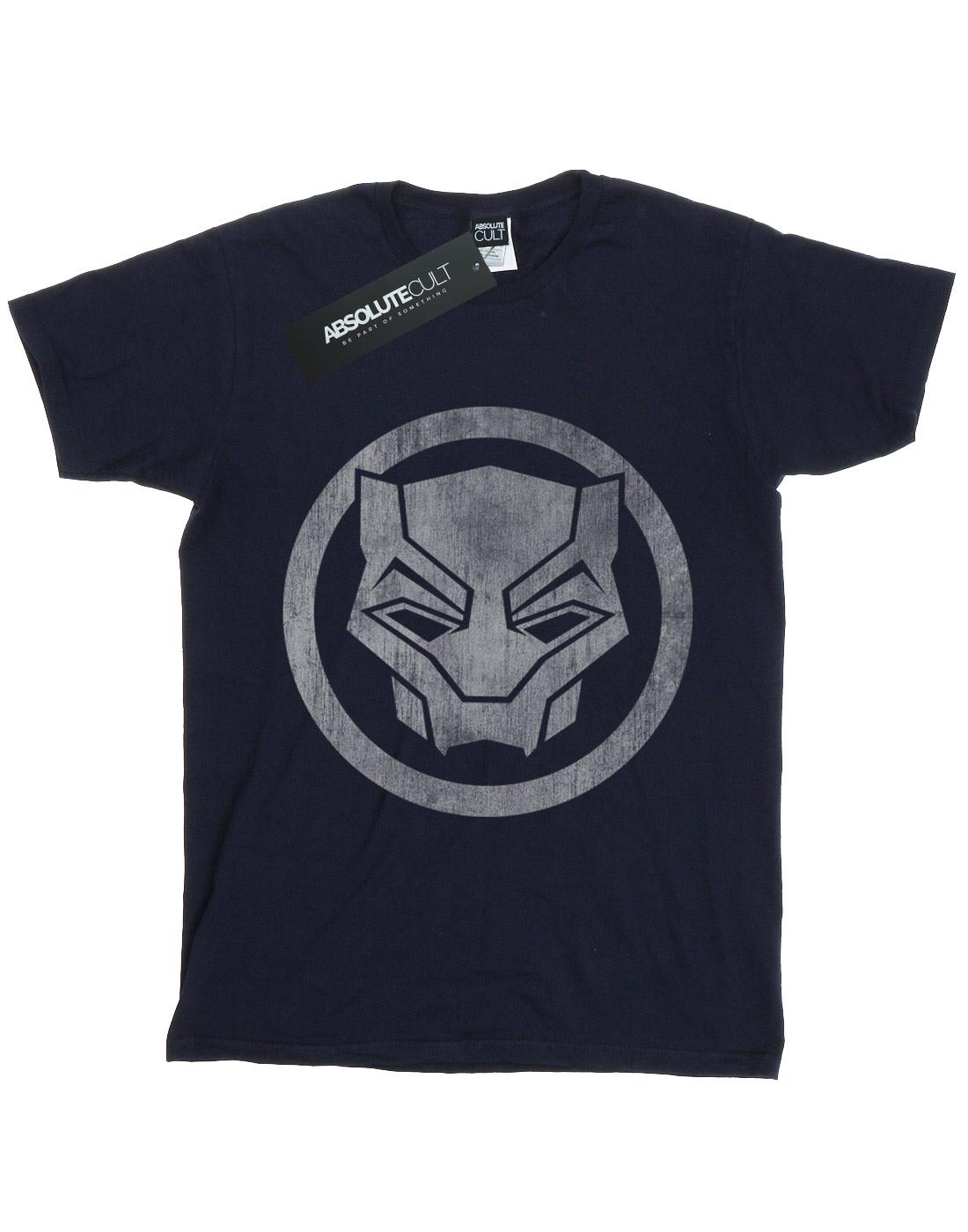 Navy Blue - Front - Marvel Girls Black Panther Distressed Icon Cotton T-Shirt