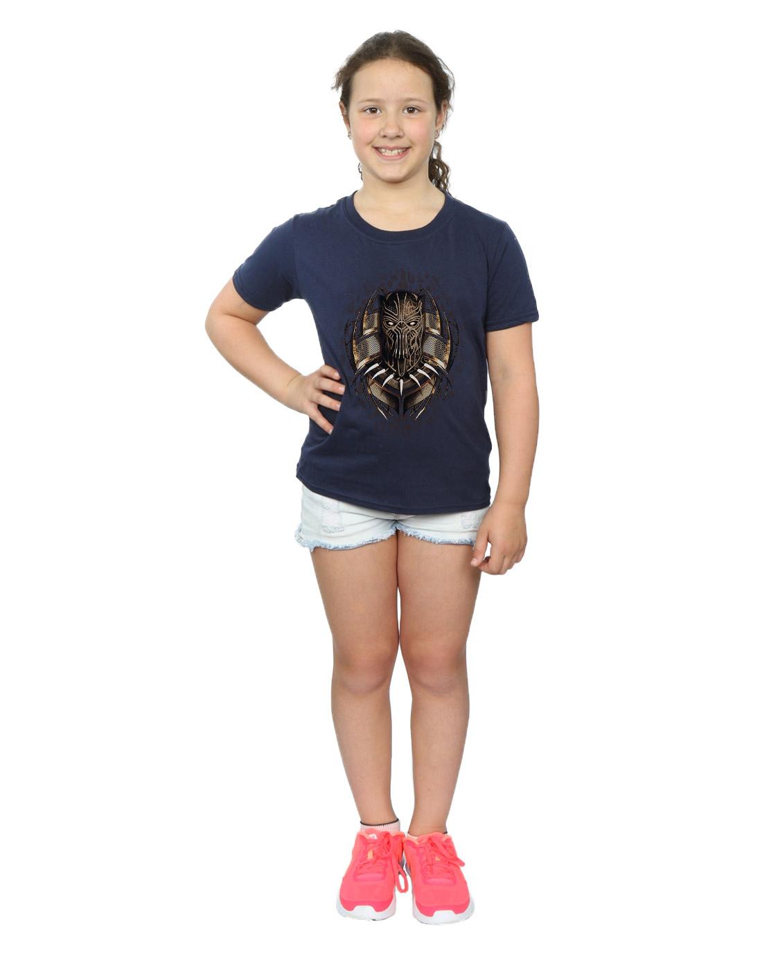 Navy Blue - Lifestyle - Marvel Girls Black Panther Gold Killmonger Cotton T-Shirt