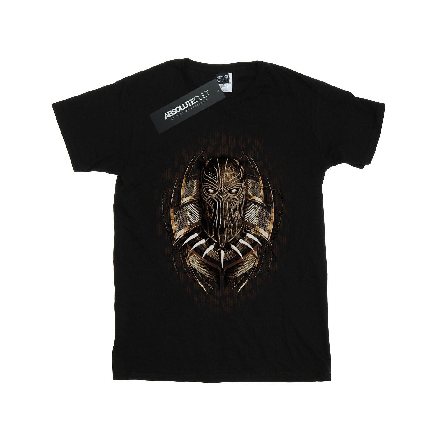 Black - Front - Marvel Girls Black Panther Gold Killmonger Cotton T-Shirt