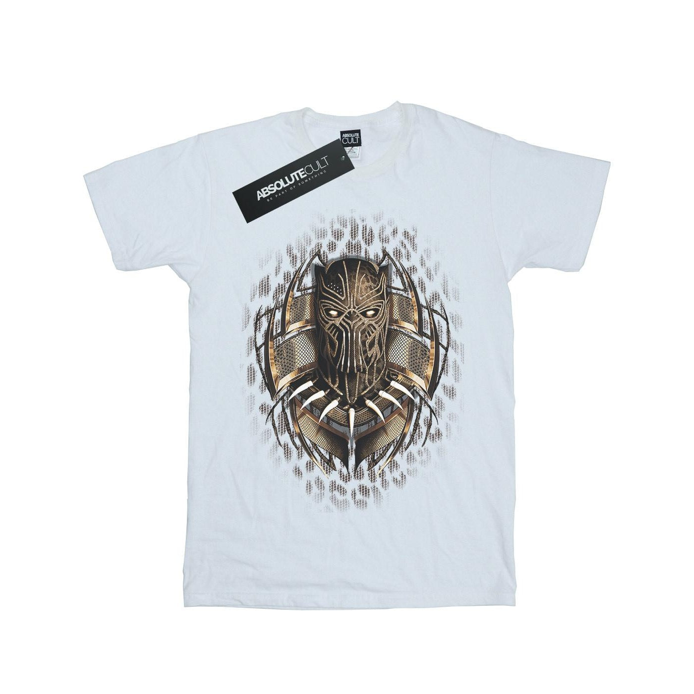 White - Front - Marvel Girls Black Panther Gold Killmonger Cotton T-Shirt