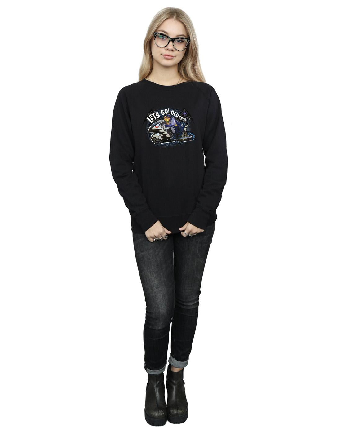 Black - Lifestyle - DC Comics Womens-Ladies Batman TV Series Bat Bike Sweatshirt
