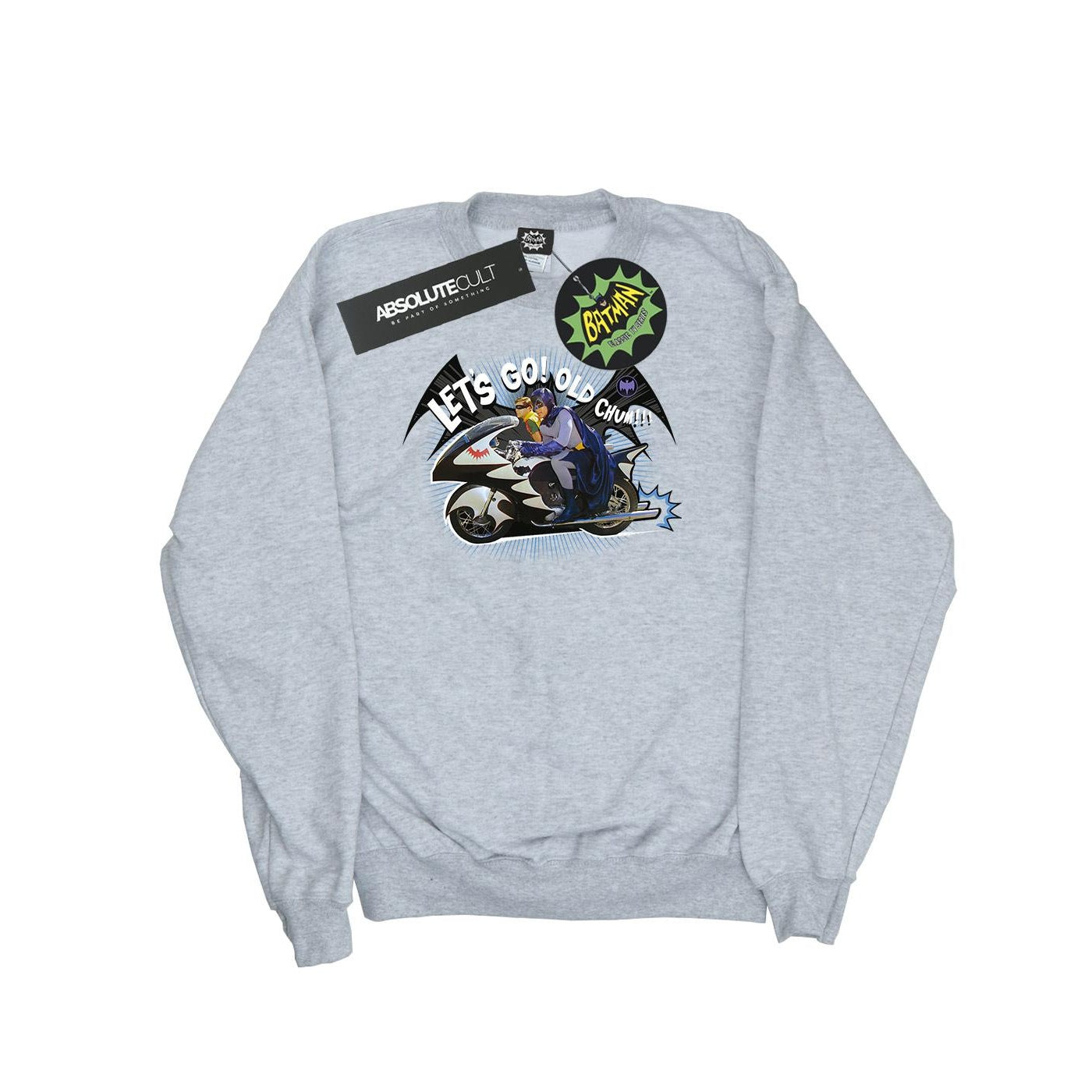Heather Grey - Front - DC Comics Womens-Ladies Batman TV Series Bat Bike Sweatshirt