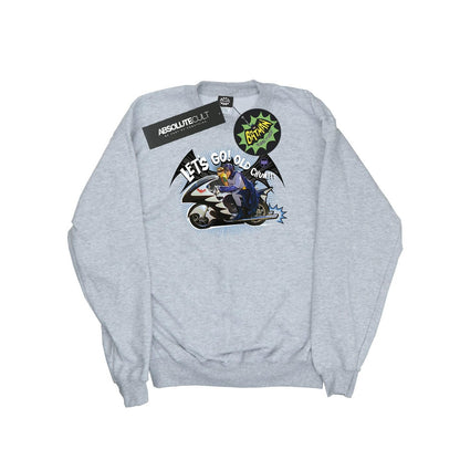 Heather Grey - Front - DC Comics Womens-Ladies Batman TV Series Bat Bike Sweatshirt