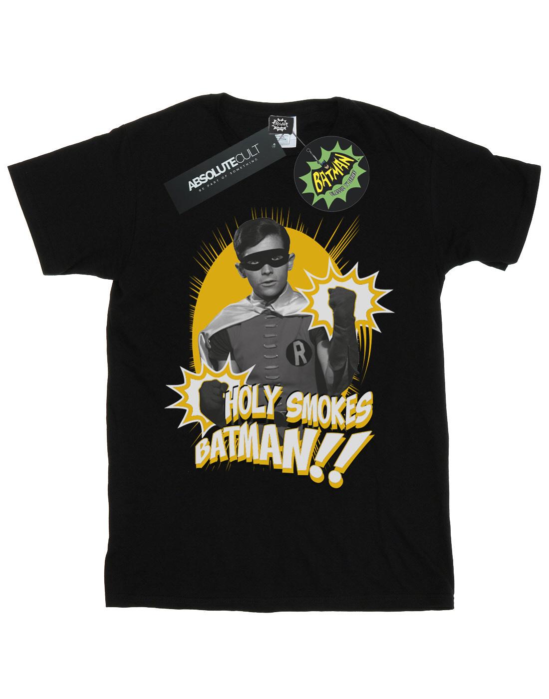 Black - Front - DC Comics Boys Batman TV Series Robin Holy Smokes T-Shirt