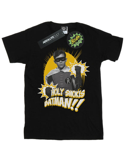 Black - Front - DC Comics Boys Batman TV Series Robin Holy Smokes T-Shirt