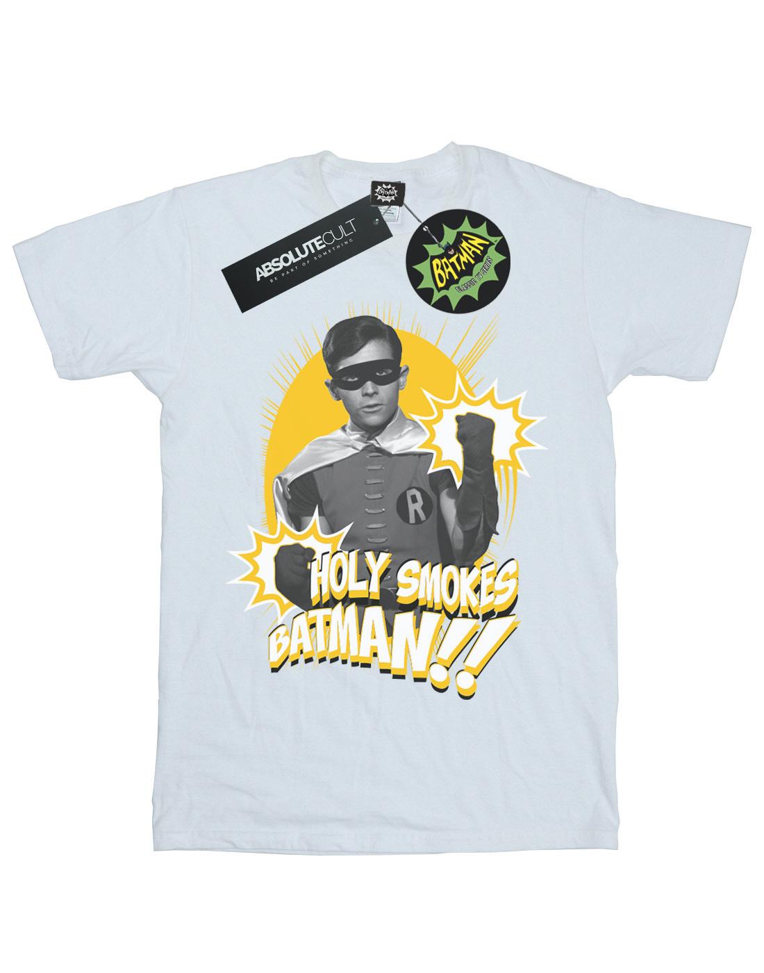 White - Front - DC Comics Boys Batman TV Series Robin Holy Smokes T-Shirt