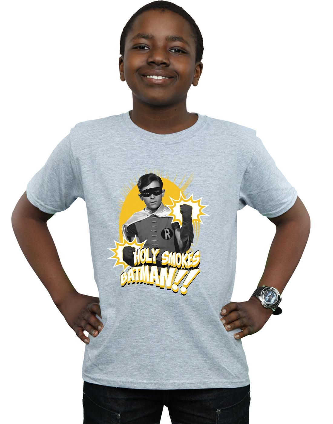 Sports Grey - Back - DC Comics Boys Batman TV Series Robin Holy Smokes T-Shirt